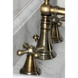 American Classic Two-Handle 3-Hole Deck Mount Widespread Bathroom Faucet with Brass Pop-Up Drain