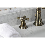 American Classic Two-Handle 3-Hole Deck Mount Widespread Bathroom Faucet with Brass Pop-Up Drain