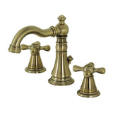 American Classic Two-Handle 3-Hole Deck Mount Widespread Bathroom Faucet with Brass Pop-Up Drain