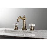 American Classic Two-Handle 3-Hole Deck Mount Widespread Bathroom Faucet with Brass Pop-Up Drain