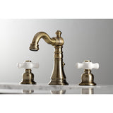American Classic Two-Handle 3-Hole Deck Mount Widespread Bathroom Faucet with Brass Pop-Up Drain