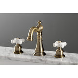 American Classic Two-Handle 3-Hole Deck Mount Widespread Bathroom Faucet with Brass Pop-Up Drain