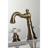 American Classic Two-Handle 3-Hole Deck Mount Widespread Bathroom Faucet with Brass Pop-Up Drain