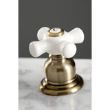 American Classic Two-Handle 3-Hole Deck Mount Widespread Bathroom Faucet with Brass Pop-Up Drain