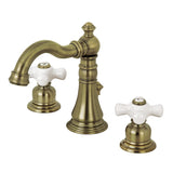 American Classic Two-Handle 3-Hole Deck Mount Widespread Bathroom Faucet with Brass Pop-Up Drain