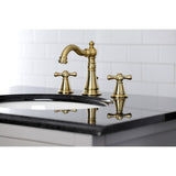 American Classic Two-Handle 3-Hole Deck Mount Widespread Bathroom Faucet with Brass Pop-Up Drain