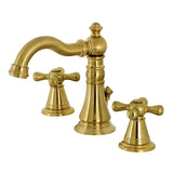 American Classic Two-Handle 3-Hole Deck Mount Widespread Bathroom Faucet with Brass Pop-Up Drain