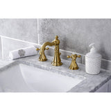Metropolitan Two-Handle 3-Hole Deck Mount Widespread Bathroom Faucet with Brass Pop-Up Drain