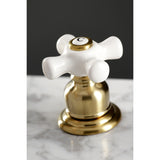 American Classic Two-Handle 3-Hole Deck Mount Widespread Bathroom Faucet with Brass Pop-Up Drain