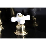 American Classic Two-Handle 3-Hole Deck Mount Widespread Bathroom Faucet with Brass Pop-Up Drain