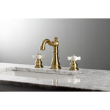 American Classic Two-Handle 3-Hole Deck Mount Widespread Bathroom Faucet with Brass Pop-Up Drain