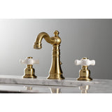 American Classic Two-Handle 3-Hole Deck Mount Widespread Bathroom Faucet with Brass Pop-Up Drain
