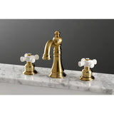 American Classic Two-Handle 3-Hole Deck Mount Widespread Bathroom Faucet with Brass Pop-Up Drain