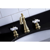 American Classic Two-Handle 3-Hole Deck Mount Widespread Bathroom Faucet with Brass Pop-Up Drain