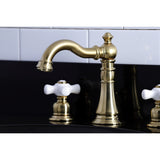 American Classic Two-Handle 3-Hole Deck Mount Widespread Bathroom Faucet with Brass Pop-Up Drain