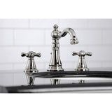 American Classic Two-Handle 3-Hole Deck Mount Widespread Bathroom Faucet with Brass Pop-Up Drain