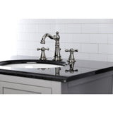 American Classic Two-Handle 3-Hole Deck Mount Widespread Bathroom Faucet with Brass Pop-Up Drain