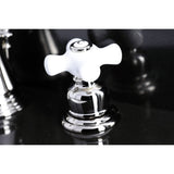 American Classic Two-Handle 3-Hole Deck Mount Widespread Bathroom Faucet with Brass Pop-Up Drain
