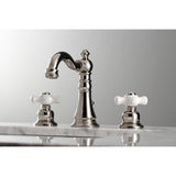 American Classic Two-Handle 3-Hole Deck Mount Widespread Bathroom Faucet with Brass Pop-Up Drain