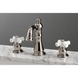 American Classic Two-Handle 3-Hole Deck Mount Widespread Bathroom Faucet with Brass Pop-Up Drain