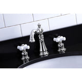 American Classic Two-Handle 3-Hole Deck Mount Widespread Bathroom Faucet with Brass Pop-Up Drain