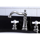American Classic Two-Handle 3-Hole Deck Mount Widespread Bathroom Faucet with Brass Pop-Up Drain