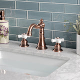 American Classic Two-Handle 3-Hole Deck Mount Widespread Bathroom Faucet with Brass Pop-Up Drain