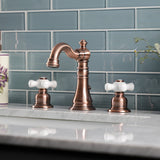 American Classic Two-Handle 3-Hole Deck Mount Widespread Bathroom Faucet with Brass Pop-Up Drain