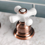American Classic Two-Handle 3-Hole Deck Mount Widespread Bathroom Faucet with Brass Pop-Up Drain