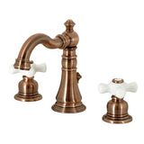 American Classic Two-Handle 3-Hole Deck Mount Widespread Bathroom Faucet with Brass Pop-Up Drain