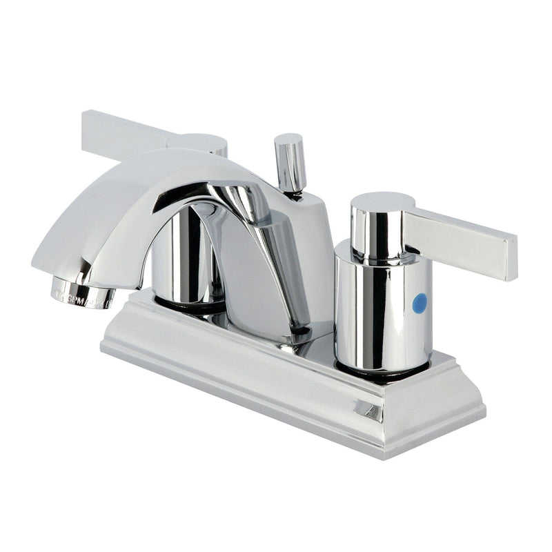 NuvoFusion Double-Handle 3-Hole Deck Mount 4-Inch Centerset Bathroom Faucet with Pop-Up Drain