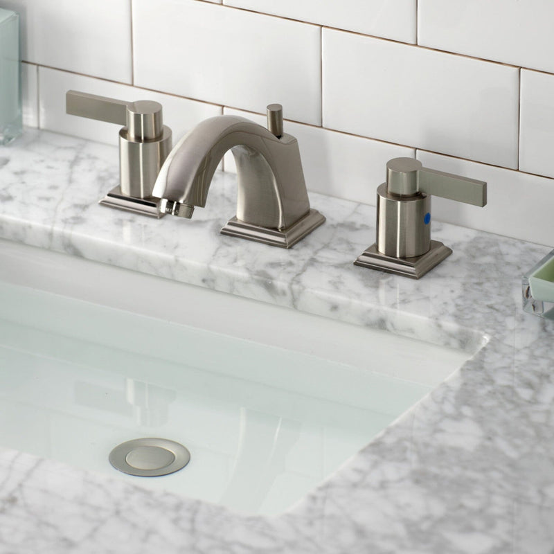 NuvoFusion Two-Handle 3-Hole Deck Mount Widespread Bathroom Faucet with Pop-Up Drain