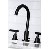 Manhattan Two-Handle 3-Hole Deck Mount Widespread Bathroom Faucet with Brass Pop-Up Drain