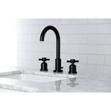 Concord Two-Handle 3-Hole Deck Mount Widespread Bathroom Faucet with Brass Pop-Up