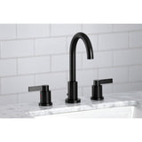 NuvoFusion Two-Handle 3-Hole Deck Mount Widespread Bathroom Faucet with Brass Pop-Up