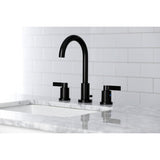 NuvoFusion Two-Handle 3-Hole Deck Mount Widespread Bathroom Faucet with Brass Pop-Up