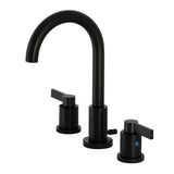 NuvoFusion Two-Handle 3-Hole Deck Mount Widespread Bathroom Faucet with Brass Pop-Up