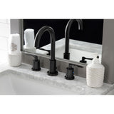 Serena Two-Handle 3-Hole Deck Mount Widespread Bathroom Faucet with Brass Pop-Up Drain