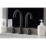 Serena Two-Handle 3-Hole Deck Mount Widespread Bathroom Faucet with Brass Pop-Up Drain