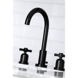 Millennium Two-Handle 3-Hole Deck Mount Widespread Bathroom Faucet with Brass Pop-Up