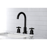 Millennium Two-Handle 3-Hole Deck Mount Widespread Bathroom Faucet with Brass Pop-Up