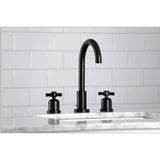Millennium Two-Handle 3-Hole Deck Mount Widespread Bathroom Faucet with Brass Pop-Up