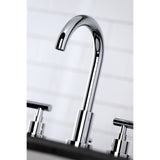 Manhattan Two-Handle 3-Hole Deck Mount Widespread Bathroom Faucet with Brass Pop-Up Drain
