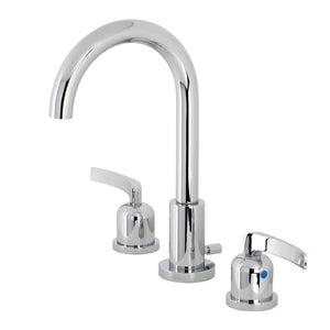 Centurion Two-Handle 3-Hole Deck Mount Widespread Bathroom Faucet with Brass Pop-Up Drain