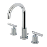 Convergent Two-Handle 3-Hole Deck Mount Widespread Bathroom Faucet with Knurled Handle and Brass Pop-Up