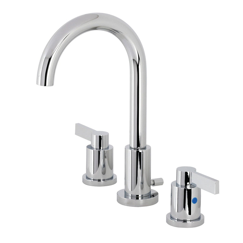 NuvoFusion Two-Handle 3-Hole Deck Mount Widespread Bathroom Faucet with Brass Pop-Up