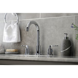 Serena Two-Handle 3-Hole Deck Mount Widespread Bathroom Faucet with Brass Pop-Up Drain