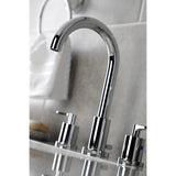 Serena Two-Handle 3-Hole Deck Mount Widespread Bathroom Faucet with Brass Pop-Up Drain