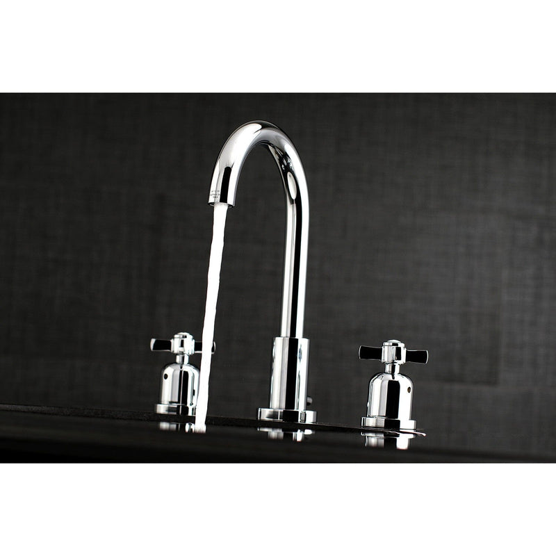 Millennium Two-Handle 3-Hole Deck Mount Widespread Bathroom Faucet with Brass Pop-Up