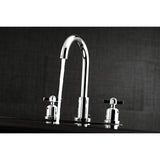 Millennium Two-Handle 3-Hole Deck Mount Widespread Bathroom Faucet with Brass Pop-Up